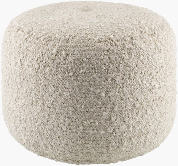 Surya Iverson Modern Minimalist Pouf – 14"H X 18"W X 18"D, Stylish Seat, Footrest & Side Table, Durable Design Ivory Cotton,Polyester,Polyester,Polybeads Irpf001-141818