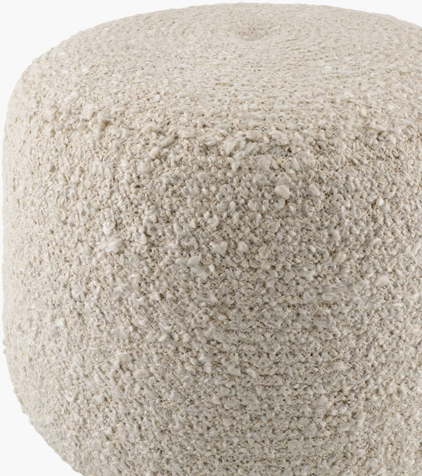 Surya Iverson Modern Minimalist Pouf – 14"H X 18"W X 18"D, Stylish Seat, Footrest & Side Table, Durable Design Ivory Cotton,Polyester,Polyester,Polybeads Irpf001-141818