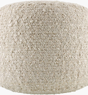Surya Iverson Modern Minimalist Pouf – 14"H X 18"W X 18"D, Stylish Seat, Footrest & Side Table, Durable Design Ivory Cotton,Polyester,Polyester,Polybeads Irpf001-141818