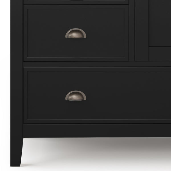 English Elm Redmond Medium Storage Cabinet - Handcrafted Solid Wood In Elegant Black Finish With Antique Brass Hardware B136P159530-GIGA