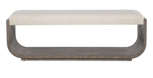 Hooker Furniture Modern Mood Bed Bench — Plush Bouclé Cloud Seat On Diamond-Finish Oak Base For Modern Minimalist Spaces Medium Brown 6850-90119-89