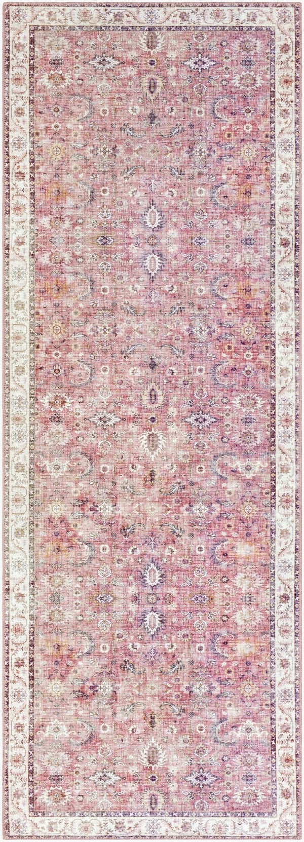 Livabliss Iris Machine Woven Flatweave Accent Rug Traditional Pattern for Entryway or Bedroom Burgundy, Mauve 2'7" x 7'7" IRS2305-2676