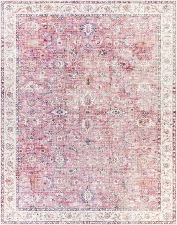 Livabliss Iris Machine Woven Flatweave Accent Rug Traditional Pattern for Entryway or Bedroom Burgundy, Mauve 7'6" x 9'6" IRS2305-7696
