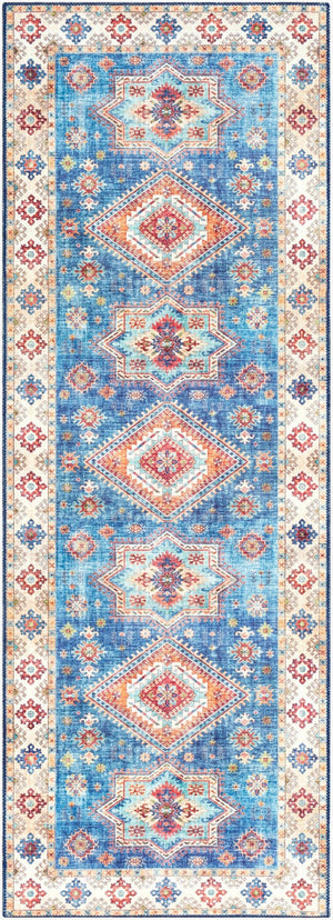 Livabliss Iris Traditional Flatweave Runner Rug Durable Polyester for Hallways and Entryways Ink Blue, Dark 2'7" x 7'7" IRS2306-2676