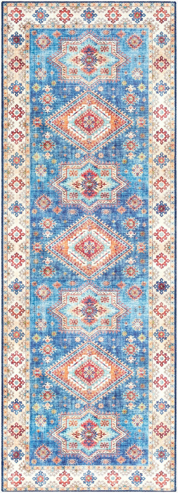Livabliss Iris Traditional Flatweave Runner Rug Durable Polyester for Hallways and Entryways Ink Blue, Dark 2'7" x 7'7" IRS2306-2676