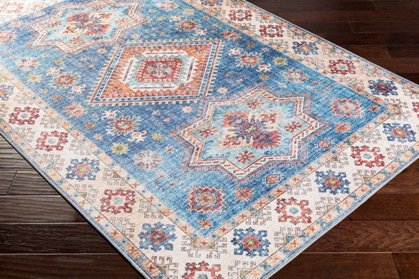Livabliss Iris Traditional Flatweave Runner Rug Durable Polyester for Hallways and Entryways Ink Blue, Dark 5' x 7'6" IRS2306-576