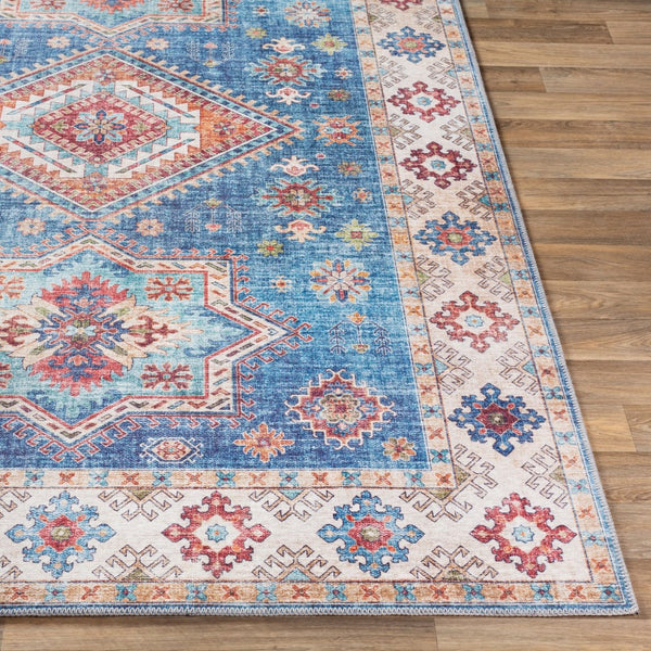 Livabliss Iris Traditional Flatweave Runner Rug Durable Polyester for Hallways and Entryways Ink Blue, Dark 5' x 7'6" IRS2306-576