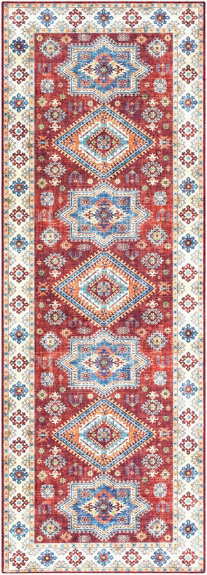 Livabliss Iris Traditional Flatweave Polyester Runner Rug for Hallways and Entryways Burgandy, Ivory 2'7" x 7'7" IRS2307-2676
