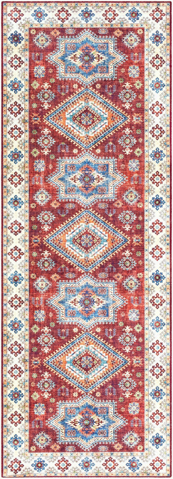 Livabliss Iris Traditional Flatweave Polyester Runner Rug for Hallways and Entryways Burgandy, Ivory 2'7" x 7'7" IRS2307-2676