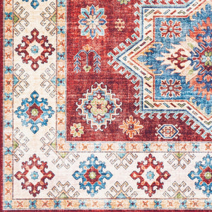 Livabliss Iris Traditional Flatweave Polyester Runner Rug for Hallways and Entryways Burgandy, Ivory 2'7" x 7'7" IRS2307-2676