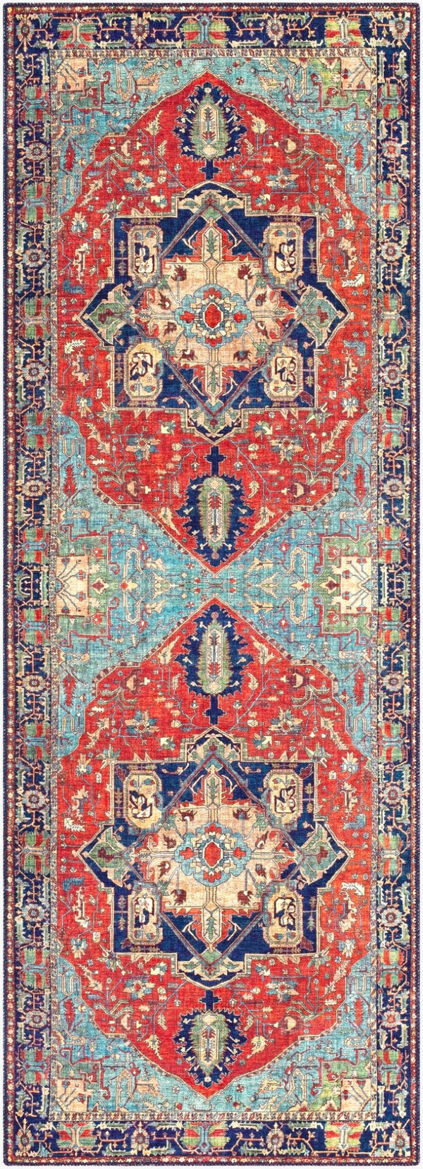 Livabliss Iris Traditional Flatweave Accent Rug for Entryways Bedside and High Traffic Spaces Red, Burnt Oran 2'7" x 7'7" IRS2308-2676