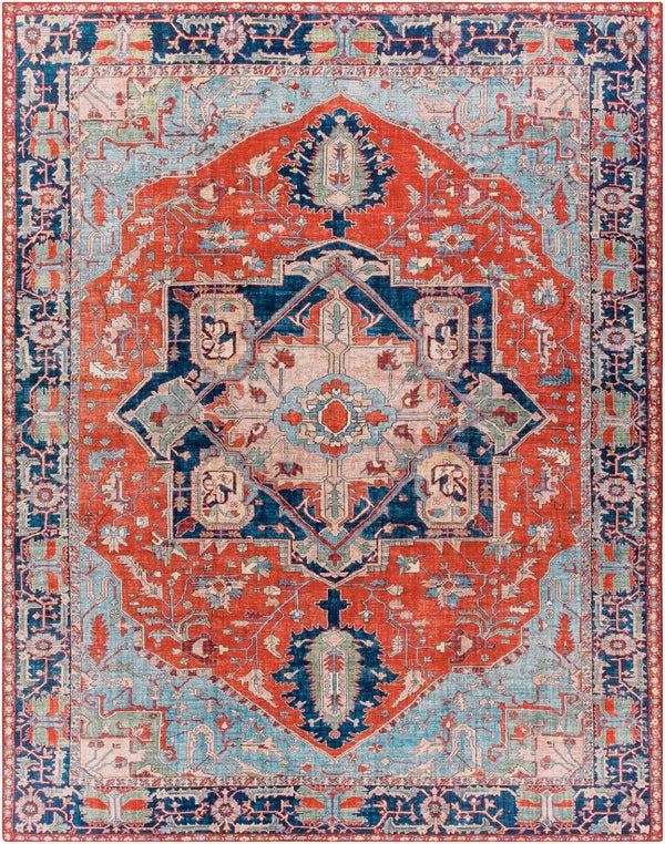 Livabliss Iris Traditional Flatweave Accent Rug for Entryways Bedside and High Traffic Spaces Red, Burnt Oran 7'6" x 9'6" IRS2308-7696