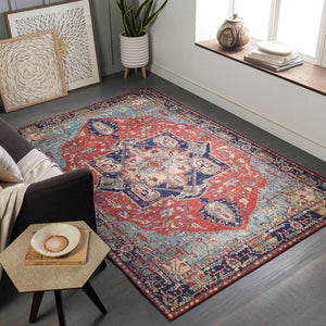 Livabliss Iris Traditional Flatweave Accent Rug for Entryways Bedside and High Traffic Spaces Red, Burnt Oran 8'10" x 12' IRS2308-912