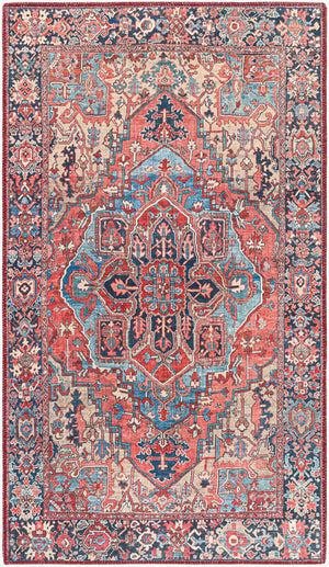 Livabliss Iris Traditional Flatweave Polyester Area Rug for Large Living and Dining Spaces Red, Ink Blue 2'2" x 3'9" IRS2310-2339