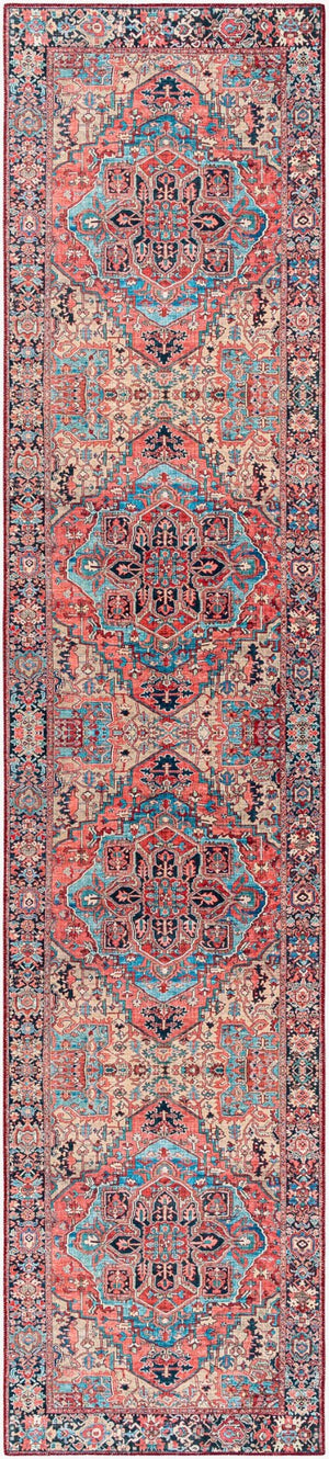 Livabliss Iris Traditional Flatweave Polyester Area Rug for Large Living and Dining Spaces Red, Ink Blue 2'7" x 12' IRS2310-2712