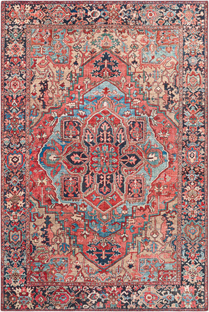 Livabliss Iris Traditional Flatweave Polyester Area Rug for Large Living and Dining Spaces Red, Ink Blue 10' x 13'11" IRS2310-1014