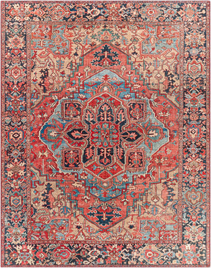 Livabliss Iris Traditional Flatweave Polyester Area Rug for Large Living and Dining Spaces Red, Ink Blue 7'6" x 9'6" IRS2310-7696