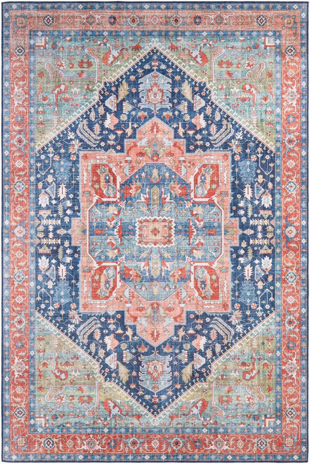 Livabliss Iris Floral Machine Woven Polyester Accent Rug for Entryway Bathroom or Bedroom Navy, Peach 8'10" x 12' IRS2312-912