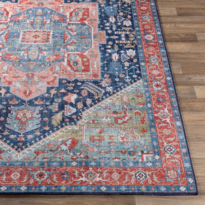 Livabliss Iris Floral Machine Woven Polyester Accent Rug for Entryway Bathroom or Bedroom Navy, Peach 7'6" x 9'6" IRS2312-7696