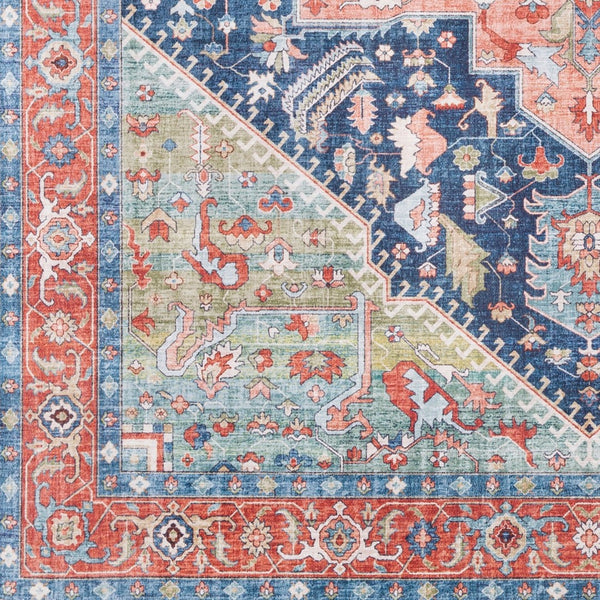 Livabliss Iris Floral Machine Woven Polyester Accent Rug for Entryway Bathroom or Bedroom Navy, Peach 7'6" x 9'6" IRS2312-7696