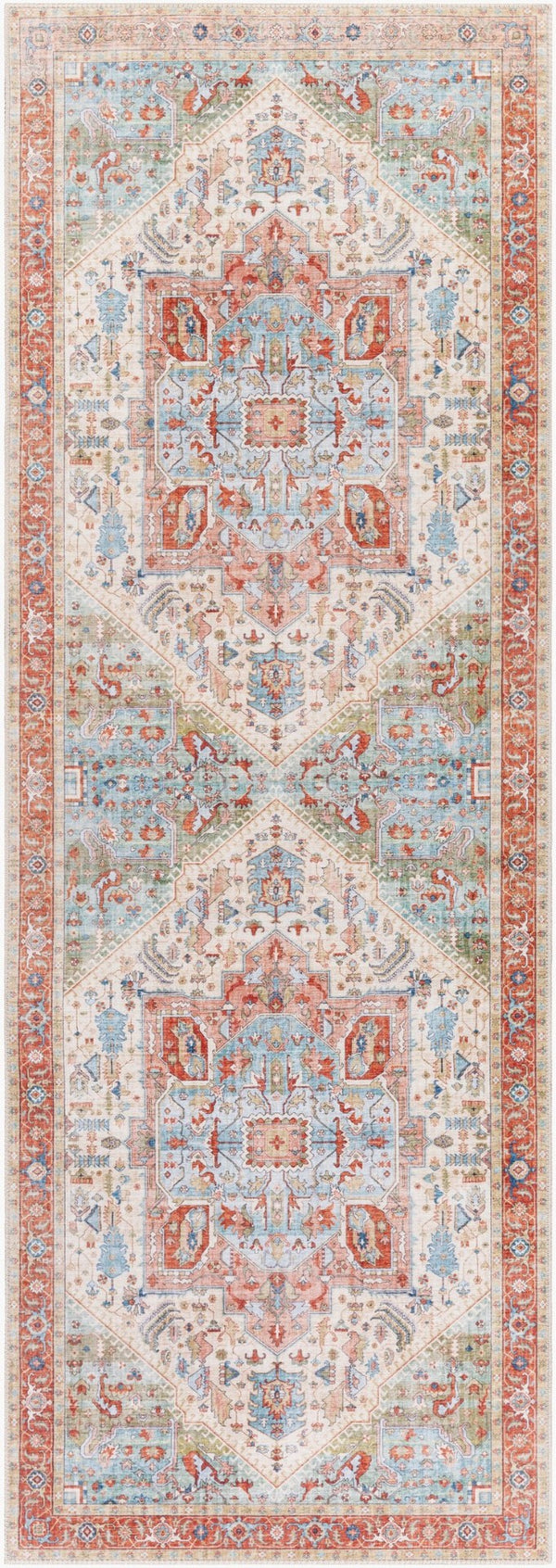 Livabliss Iris Floral Machine Woven Polyester Accent Rug for Entryway or Bathroom Low Pile Light Beige, Ol 2'7" x 7'7" IRS2314-2676