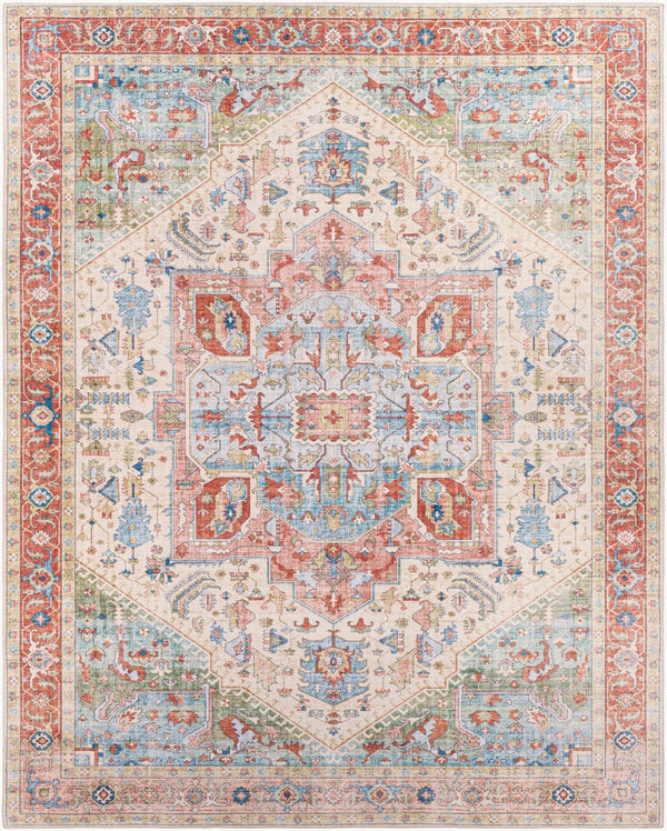 Livabliss Iris Floral Machine Woven Polyester Accent Rug for Entryway or Bathroom Low Pile Light Beige, Ol 7'6" x 9'6" IRS2314-7696