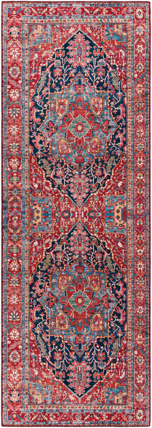 Livabliss Iris Flatweave Polyester Area Rug Traditional Pattern for Entryway or Bedside Accent Dark Blue, Ligh 2'7" x 7'7" IRS2316-2676