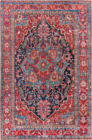 Livabliss Iris Flatweave Polyester Area Rug Traditional Pattern for Entryway or Bedside Accent Dark Blue, Ligh 2'2" x 3'9" IRS2316-2339