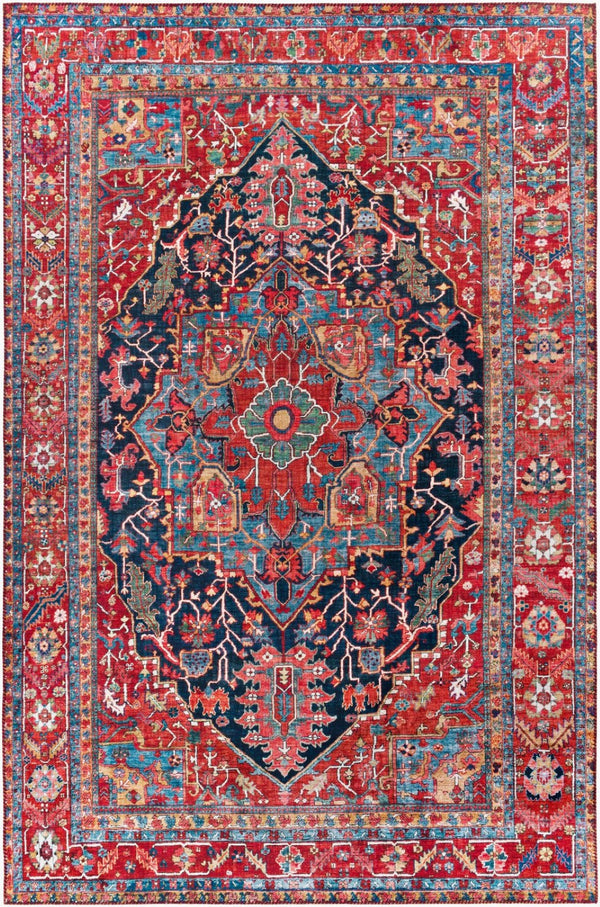 Livabliss Iris Flatweave Polyester Area Rug Traditional Pattern for Entryway or Bedside Accent Dark Blue, Ligh 2'2" x 3'9" IRS2316-2339