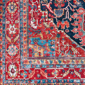 Livabliss Iris Flatweave Polyester Area Rug Traditional Pattern for Entryway or Bedside Accent Dark Blue, Ligh 2'2" x 3'9" IRS2316-2339