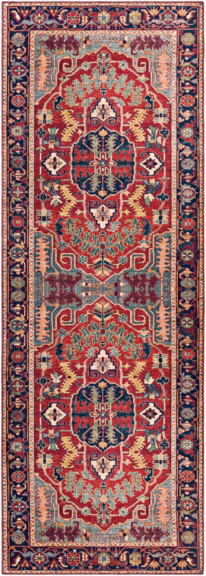 Livabliss Iris Traditional Polyester Accent Rug for Entryways Hearths and High Traffic Spaces Dark Blue, Burg 2'7" x 7'7" IRS2317-2676