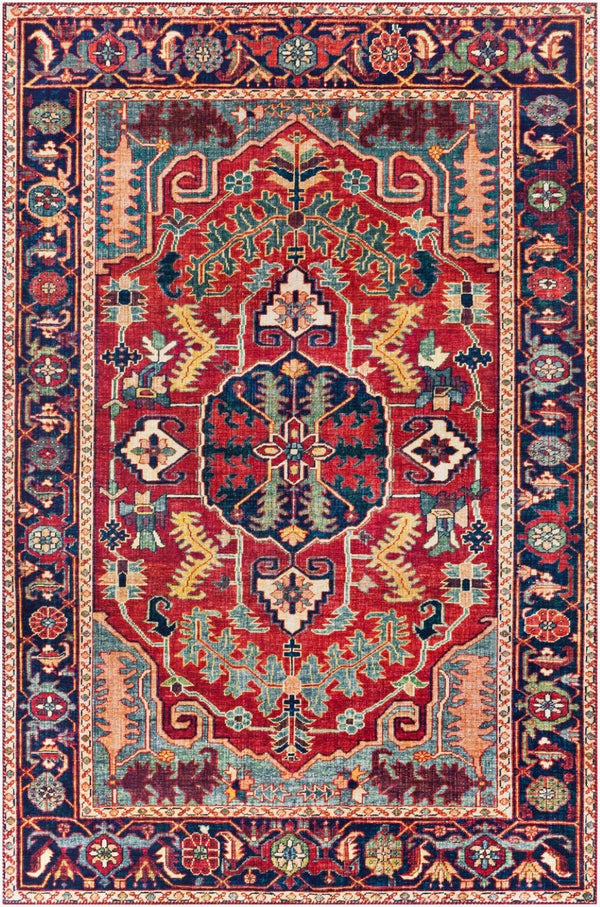 Livabliss Iris Traditional Polyester Accent Rug for Entryways Hearths and High Traffic Spaces Dark Blue, Burg 8'10" x 12' IRS2317-912