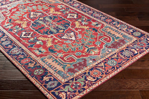 Livabliss Iris Traditional Polyester Accent Rug for Entryways Hearths and High Traffic Spaces Dark Blue, Burg 8'10" x 12' IRS2317-912