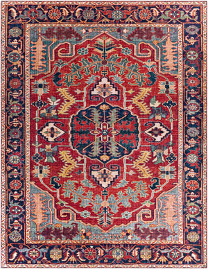 Livabliss Iris Traditional Polyester Accent Rug for Entryways Hearths and High Traffic Spaces Dark Blue, Burg 7'6" x 9'6" IRS2317-7696