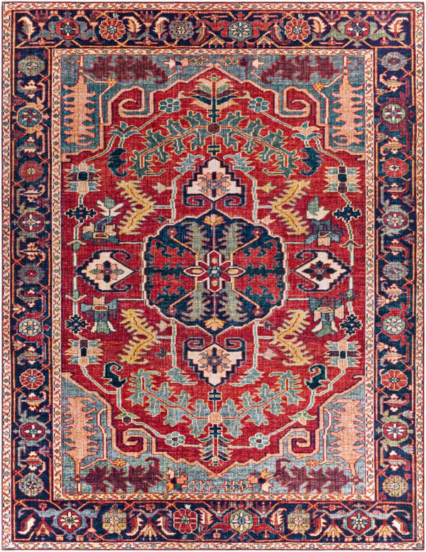Livabliss Iris Traditional Polyester Accent Rug for Entryways Hearths and High Traffic Spaces Dark Blue, Burg 7'6" x 9'6" IRS2317-7696