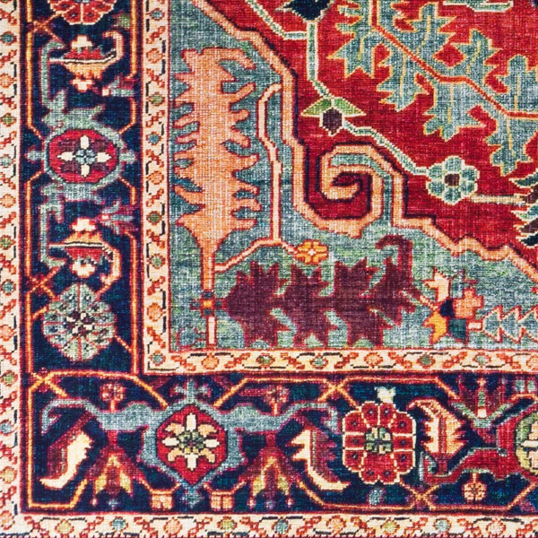 Livabliss Iris Traditional Polyester Accent Rug for Entryways Hearths and High Traffic Spaces Dark Blue, Burg 8'10" x 12' IRS2317-912