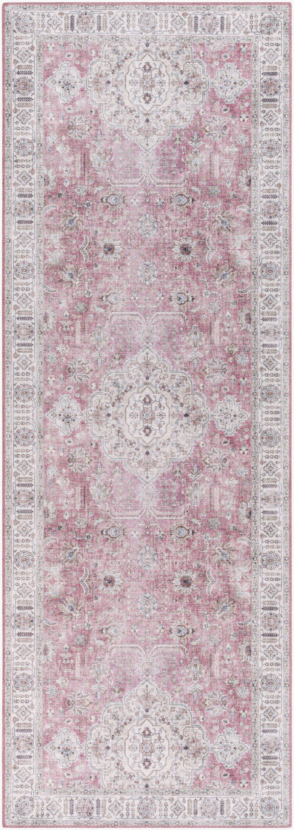 Livabliss Iris Flatweave Polyester Accent Rug Traditional Pattern for Entryways and Kitchen Floors Mauve, Blush 2'7" x 7'7" IRS2321-2676