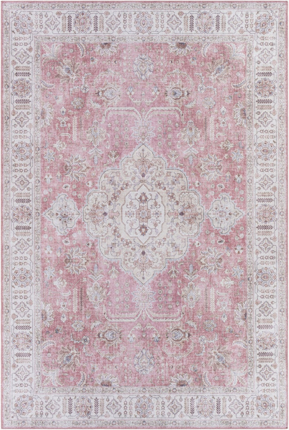 Livabliss Iris Flatweave Polyester Accent Rug Traditional Pattern for Entryways and Kitchen Floors Mauve, Blush 5' x 7'6" IRS2321-576