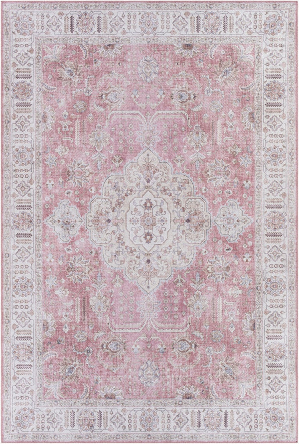 Livabliss Iris Flatweave Polyester Accent Rug Traditional Pattern for Entryways and Kitchen Floors Mauve, Blush 5' x 7'6" IRS2321-576