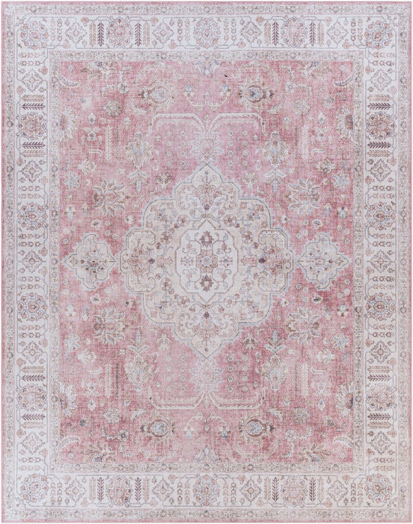 Livabliss Iris Flatweave Polyester Accent Rug Traditional Pattern for Entryways and Kitchen Floors Mauve, Blush 7'6" x 9'6" IRS2321-7696