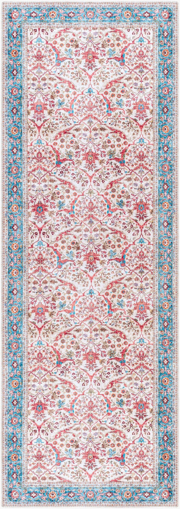 Livabliss Iris Flatweave Polyester Area Rug Low Profile Machine Woven for Entryways and Kitchens Red, Blue 2'7" x 7'7" IRS2325-2676