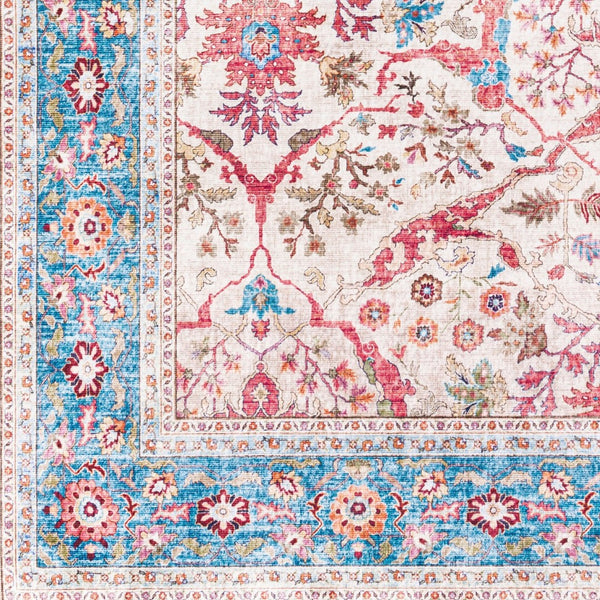 Livabliss Iris Flatweave Polyester Area Rug Low Profile Machine Woven for Entryways and Kitchens Red, Blue 2'7" x 7'7" IRS2325-2676