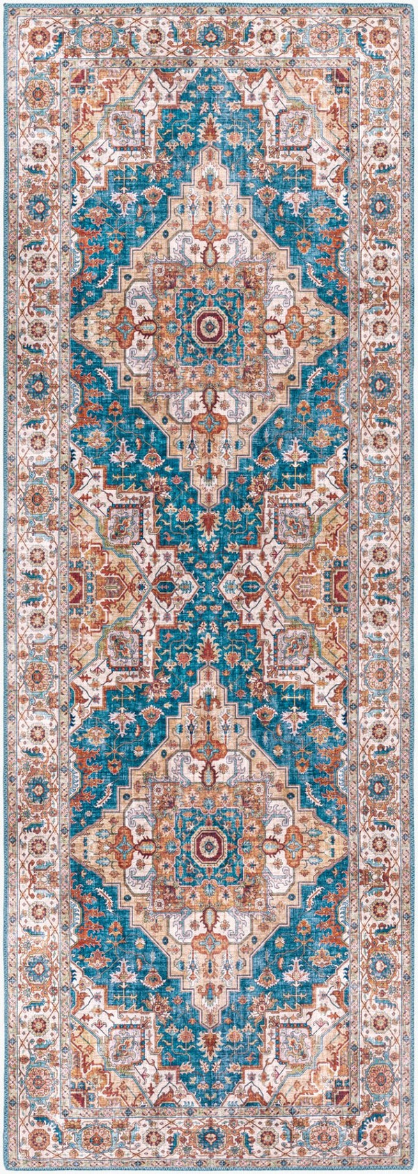 Livabliss Iris Traditional Flatweave Polyester Accent Rug for Entryway Bath or Bedside Dark Blue, Dark 2'7" x 7'7" IRS2326-2676