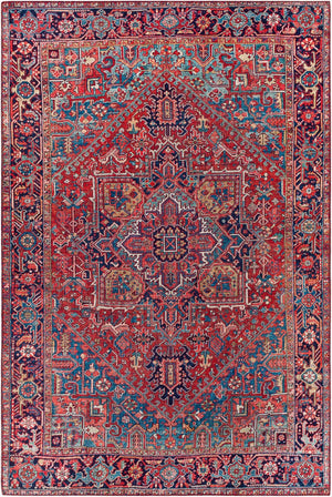 Livabliss Iris Traditional Pattern Machine Woven Polyester Accent Rug for Entryway or Bedside Dark Blue, Red 2'2" x 3'9" IRS2330-2339