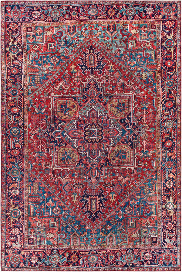 Livabliss Iris Traditional Pattern Machine Woven Polyester Accent Rug for Entryway or Bedside Dark Blue, Red 2'2" x 3'9" IRS2330-2339