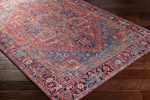 Livabliss Iris Traditional Pattern Machine Woven Polyester Accent Rug for Entryway or Bedside Dark Blue, Red 2'2" x 3'9" IRS2330-2339