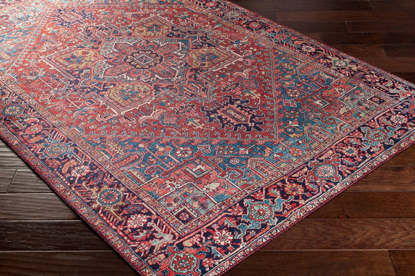 Livabliss Iris Traditional Pattern Machine Woven Polyester Accent Rug for Entryway or Bedside Dark Blue, Red 2'2" x 3'9" IRS2330-2339