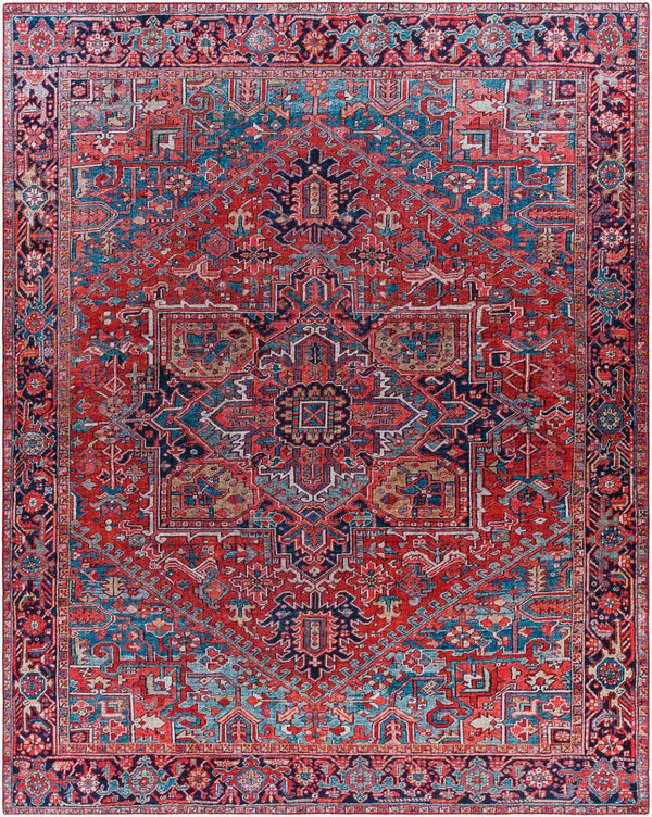 Livabliss Iris Traditional Pattern Machine Woven Polyester Accent Rug for Entryway or Bedside Dark Blue, Red 7'6" x 9'6" IRS2330-7696