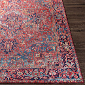 Livabliss Iris Traditional Pattern Machine Woven Polyester Accent Rug for Entryway or Bedside Dark Blue, Red 2'2" x 3'9" IRS2330-2339