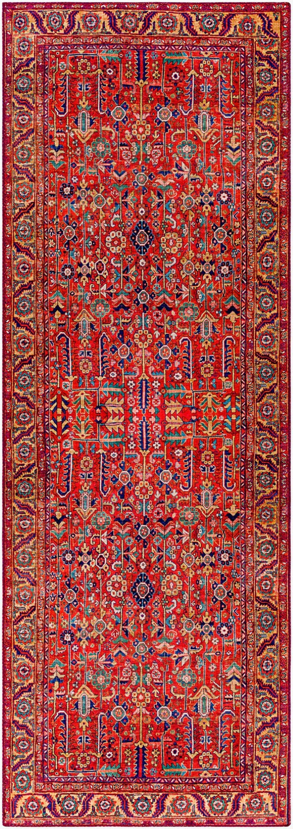 Livabliss Iris Traditional Flatweave Accent Rug Low Profile Polyester for Entryways and Kitchen Burnt Orange, D 2'7" x 7'7" IRS2332-2676